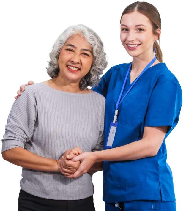 woman and senior smiling