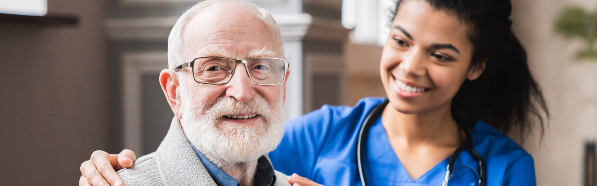 woman and senior smiling